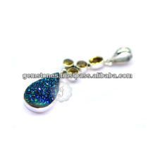 Handgemachte Druzy Edelstein Silber Halskette 925 Silber Schmuck für Großhandel